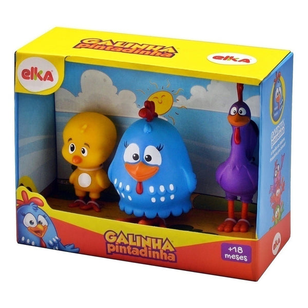 Conjunto De Mini Figuras Galinha Pintadinha 3 Personagens 15cm Elka