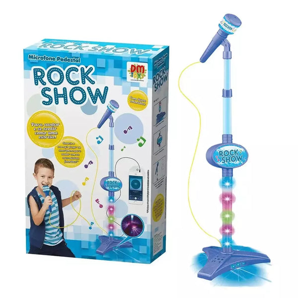 Microfone Infantil Com Pedestal Azul- Dm